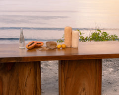 Suar wood dining table on a cliff