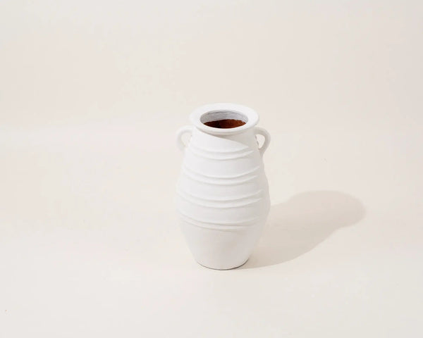 OMBAI - Hydra Artisan Amphora Ceramic Vase Clay White
