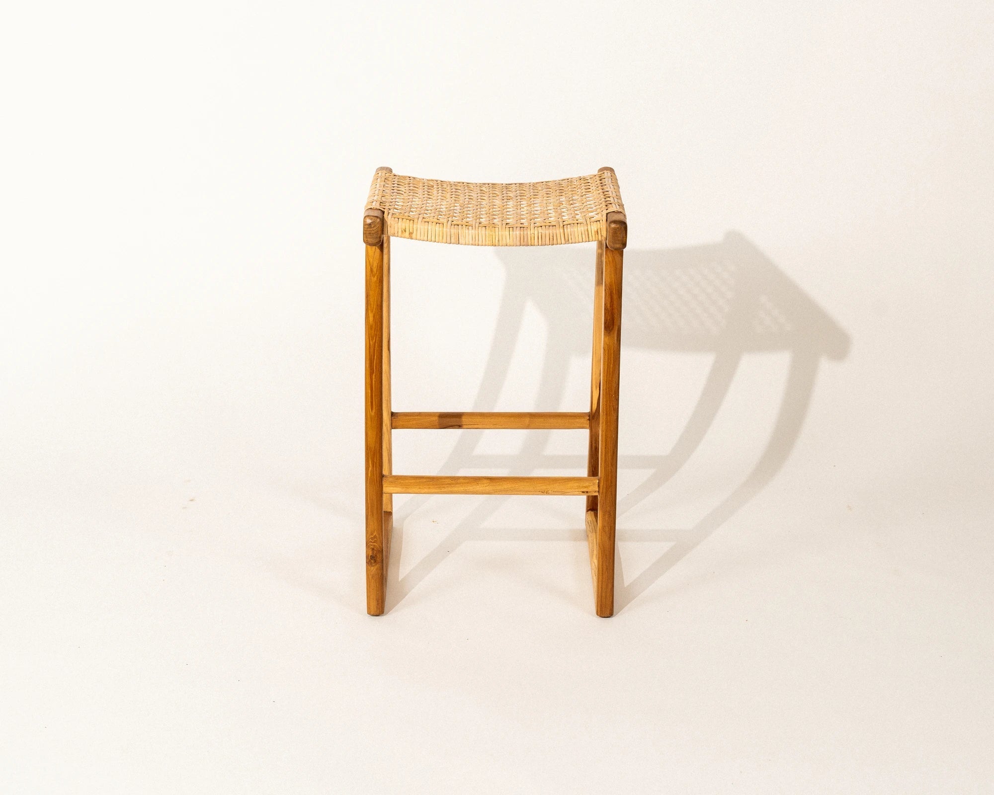 Hygge Bar Stool Teak Wood and Rattan