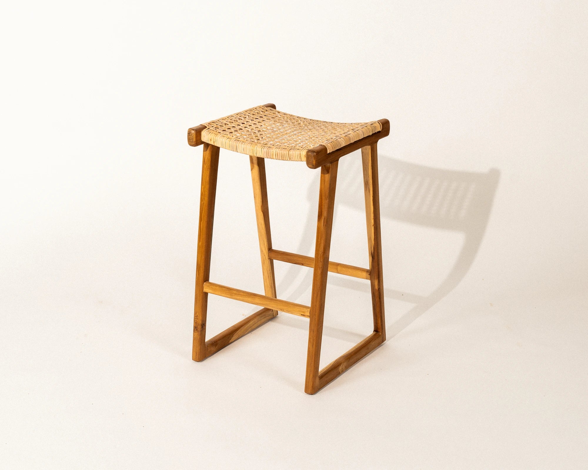 Hygge Bar Stool Teak Wood and Rattan