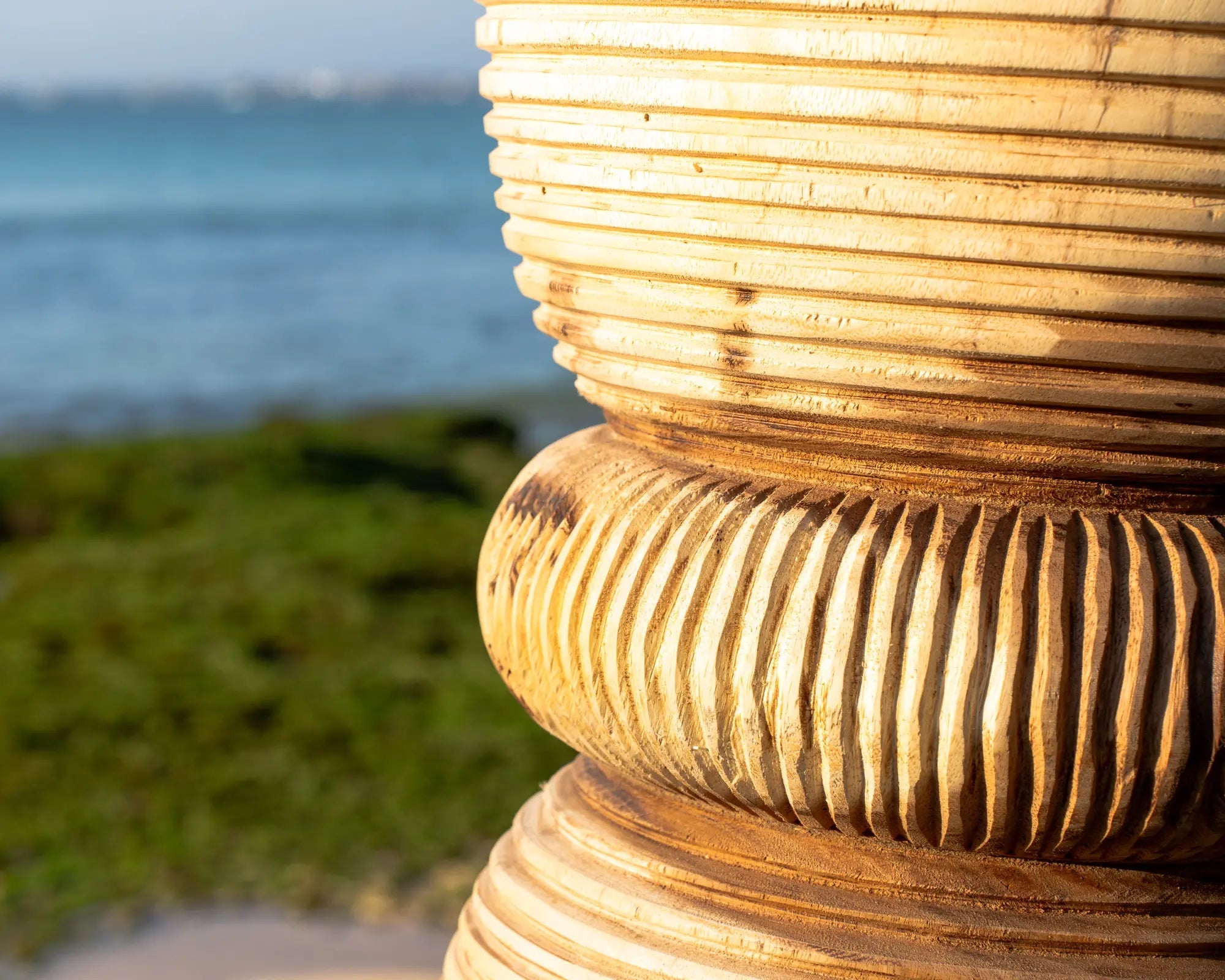 Koru Side Table & Stool Patterned Suar Wood