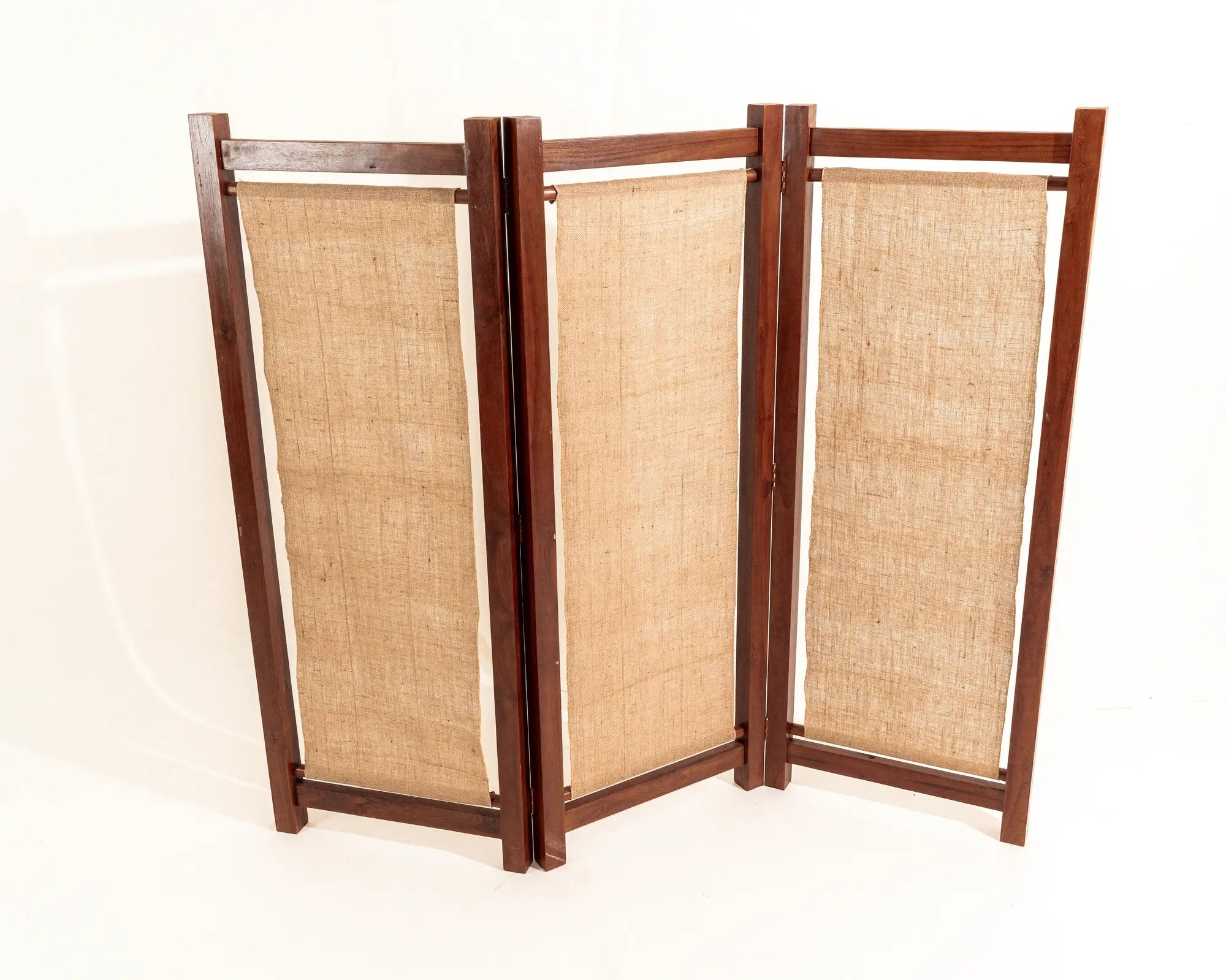 Kumo Jute Screen Room Separator Teak Wood Frame