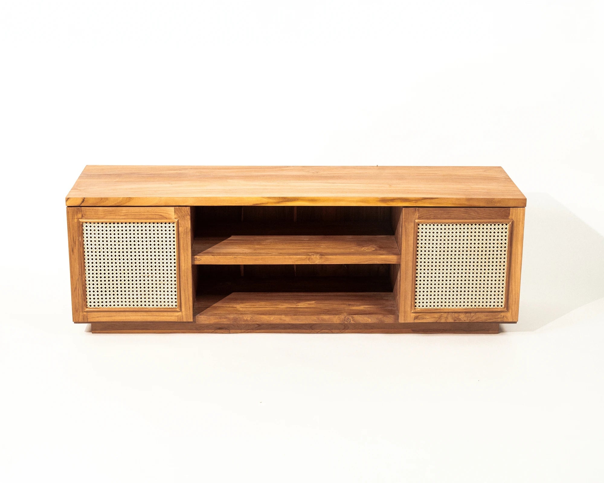 Mori 2 Door TV Unit Teak Wood and Rattan