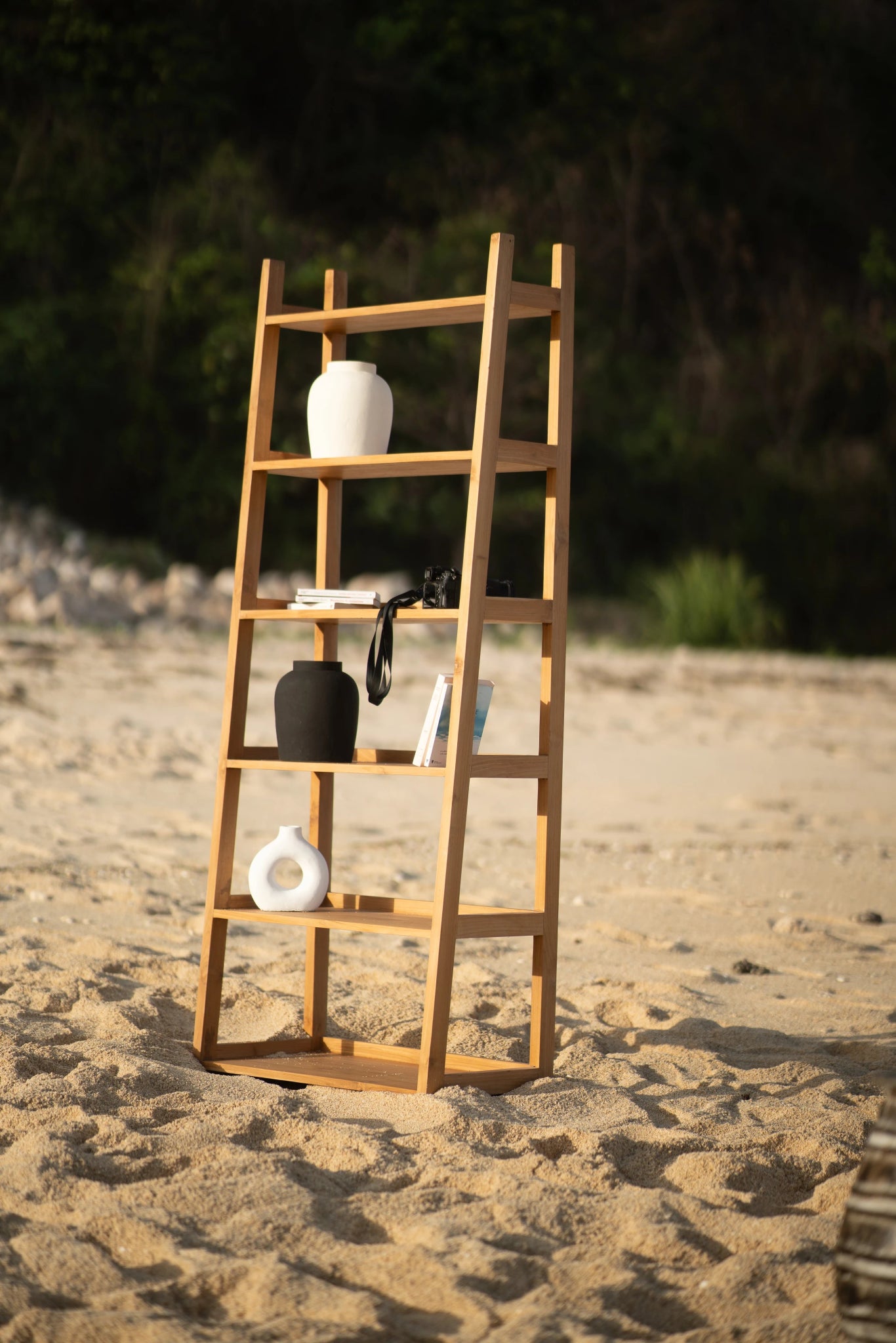 Tala Ladder Shelving Unit Natural Teak Wood