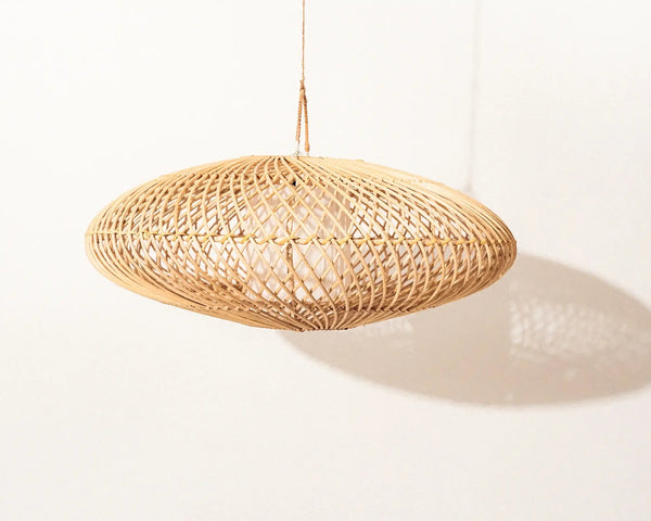 OMBAI - Zakynthos Oval Rattan Pendant Lamp Shade Rattan Natural